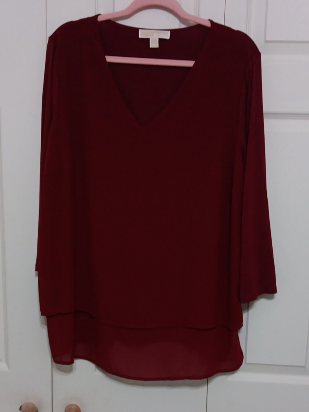 Michael Kors Burgundy V-Neck Long Sleeve Tunic
